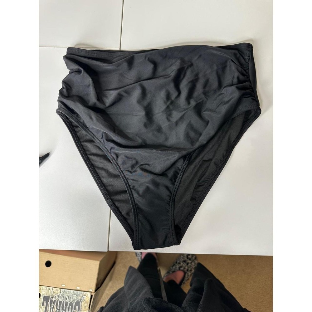 Talisea Bikini Swimsuit Women Medium Black Good High Waisted Halter Wrap Top - Picture 5 of 8